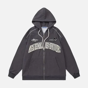 Aelfric Eden 3D Print Star Letter Zip Up Hoodie