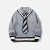 Aelfric Eden Stripe Tie Polo Sweater