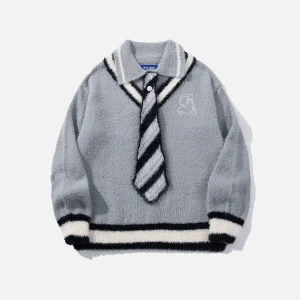 Aelfric Eden Stripe Tie Polo Sweater