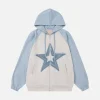 Aelfric Eden Suede Star Patchwork Zip Up Hoodie