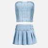 Aelfric Eden Slit Wrinkle Denim Skirt Set