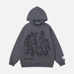 Aelfric Eden Cartoon Line Character Print Hoodie