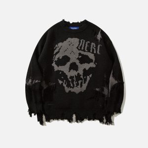 Aelfric Eden Distressed Skull Sweater