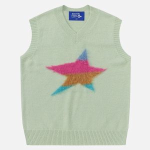 Aelfric Eden Flocking Star Print Sweater Vest