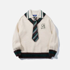 Aelfric Eden Stripe Tie Polo Sweater