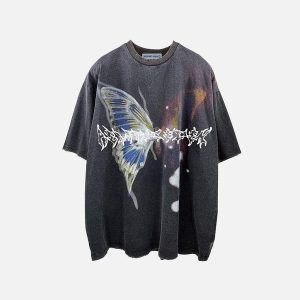 Aelfric Eden Irregular Butterfly Print Washed Tee