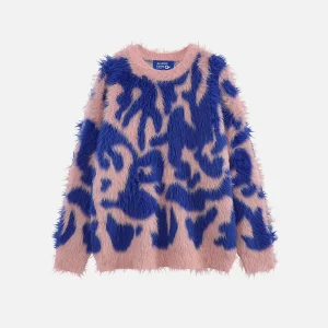 Aelfric Eden Color Blocking Faux Fur Sweater