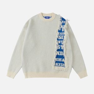 Aelfric Eden Fringe Letter Jacquard Sweater