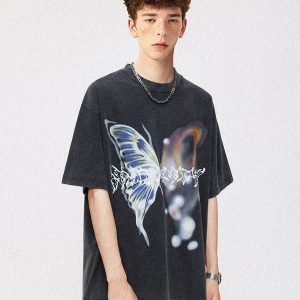 Aelfric Eden Irregular Butterfly Print Washed Tee