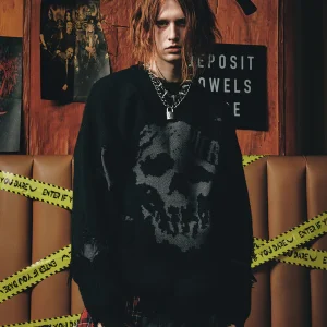 Aelfric Eden Distressed Skull Sweater