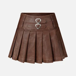 Aelfric Eden Heart Belt Faux Leather Pleated Skirt