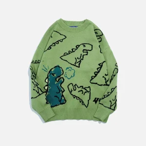 Aelfric Eden Dinosaur Cartoon Pattern Knit Sweater