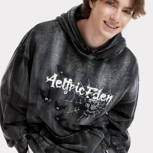 Aelfric Eden 3D Print Bat Spider Washed Hoodie