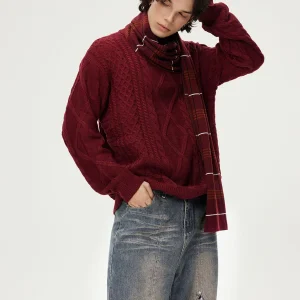 Aelfric Eden Retro 90s Burgundy Red Sweater