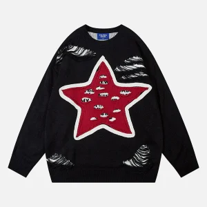 Aelfric Eden Distressed Star Fringe Sweater