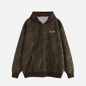 Aelfric Eden Leopard Print Zip Up Hoodie