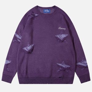 Aelfric Eden Solid Star Distressed Sweater