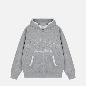 Aelfric Eden Pearl Bow Zip Up Hoodie