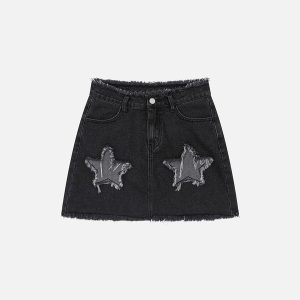 Aelfric Eden Irregular Raw Edge Star Denim Skirt