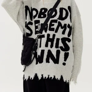 Aelfric Eden Letters Ripped Hole Sweater