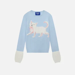 Aelfric Eden Cute Cat Jacquard Cropped Sweater