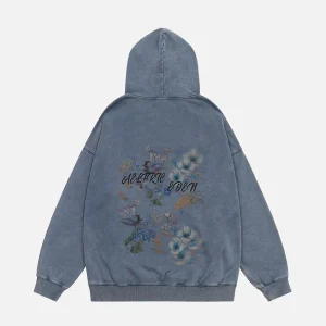 Aelfric Eden Flower Printed Washed Hoodie