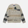 Aelfric Eden Distressed Color Blocking Sweater