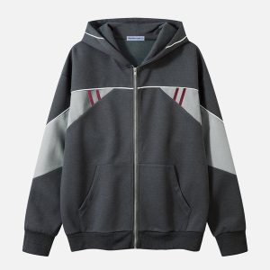 Aelfric Eden Stripe Color Blocking Zip Up Hoodie