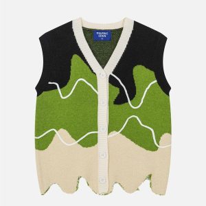 Aelfric Eden Irregular Color Blocking Sweater Vest