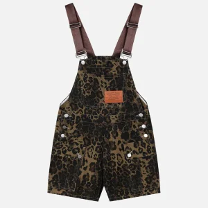 Aelfric Eden Leopard Print Overall Shorts