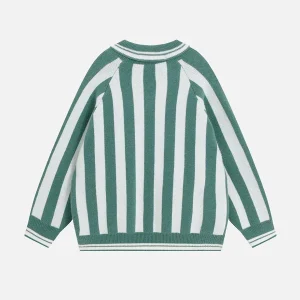 Aelfric Eden White Green Stripe Sweater