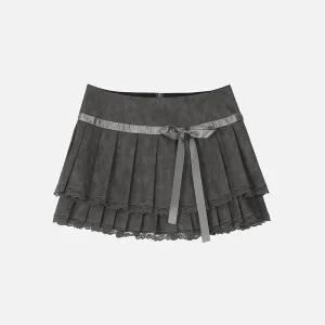 Aelfric Eden Lace Wrinkle Faux Leather Skirt