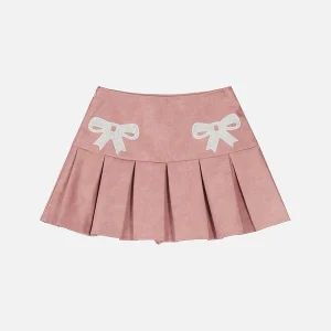 Aelfric Eden Embroidery Bow Faux Leather Skirt