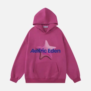 Aelfric Eden 3D Star Printed Pink Hoodie