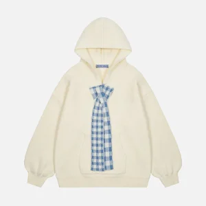 Aelfric Eden Knit Plaid Tie Hoodie