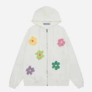 Aelfric Eden Knit 3D Print Flower Zip Up Hoodie