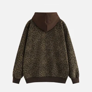 Aelfric Eden Leopard Print Zip Up Hoodie