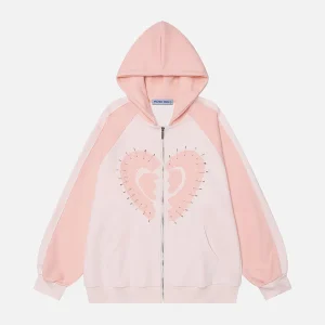 Aelfric Eden Pin 3D Print Heart Zip Up Hoodie