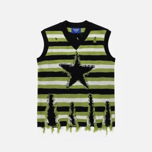 Aelfric Eden Star Stripe V-Neck Sweater Vest