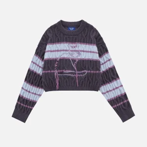 Aelfric Eden Stripe Cat Cropped Sweater