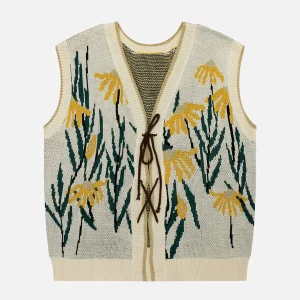 Aelfric Eden Daisies Lace Up Print Design Sweater Vest