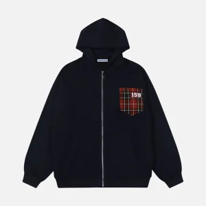 Aelfric Eden Plaid Pocket Zip Up Hoodie