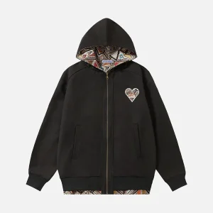 Aelfric Eden Fair Isle Patchwork Zip Up Hoodie