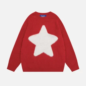 Aelfric Eden Vintage Star Printed Red Sweatshirt