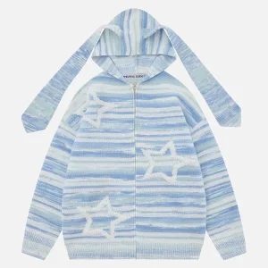 Aelfric Eden Stripe Rabbit Ear Knit Hoodie