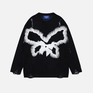 Aelfric Eden Lace Bow Distressed Sweater