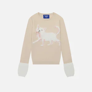 Aelfric Eden Cute Cat Jacquard Cropped Sweater