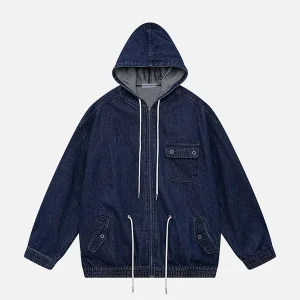 Aelfric Eden Denim Drawstring Zip Up Hoodie