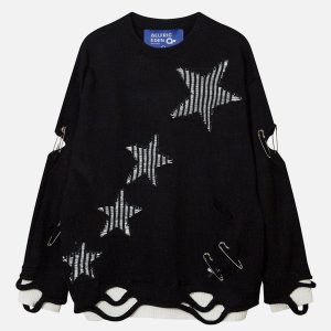 Aelfric Eden Distressed Cut Out Star Sweater