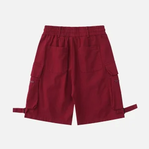 Aelfric Eden Multi-Pocket Cargo Solid Drawstring Shorts